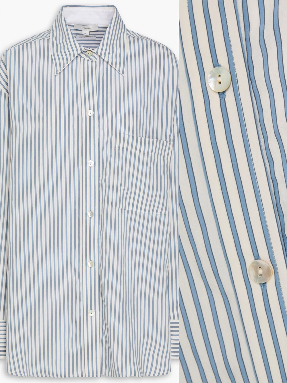 NWT Vince Furrow Striped Poplin Shirt Sz XS